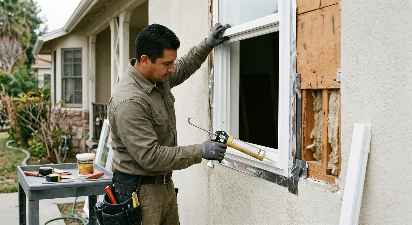 Worn window sash and draft gaps along an older frame
