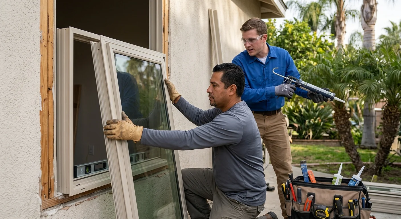 Low-E glass window unit sealed into a residential frame