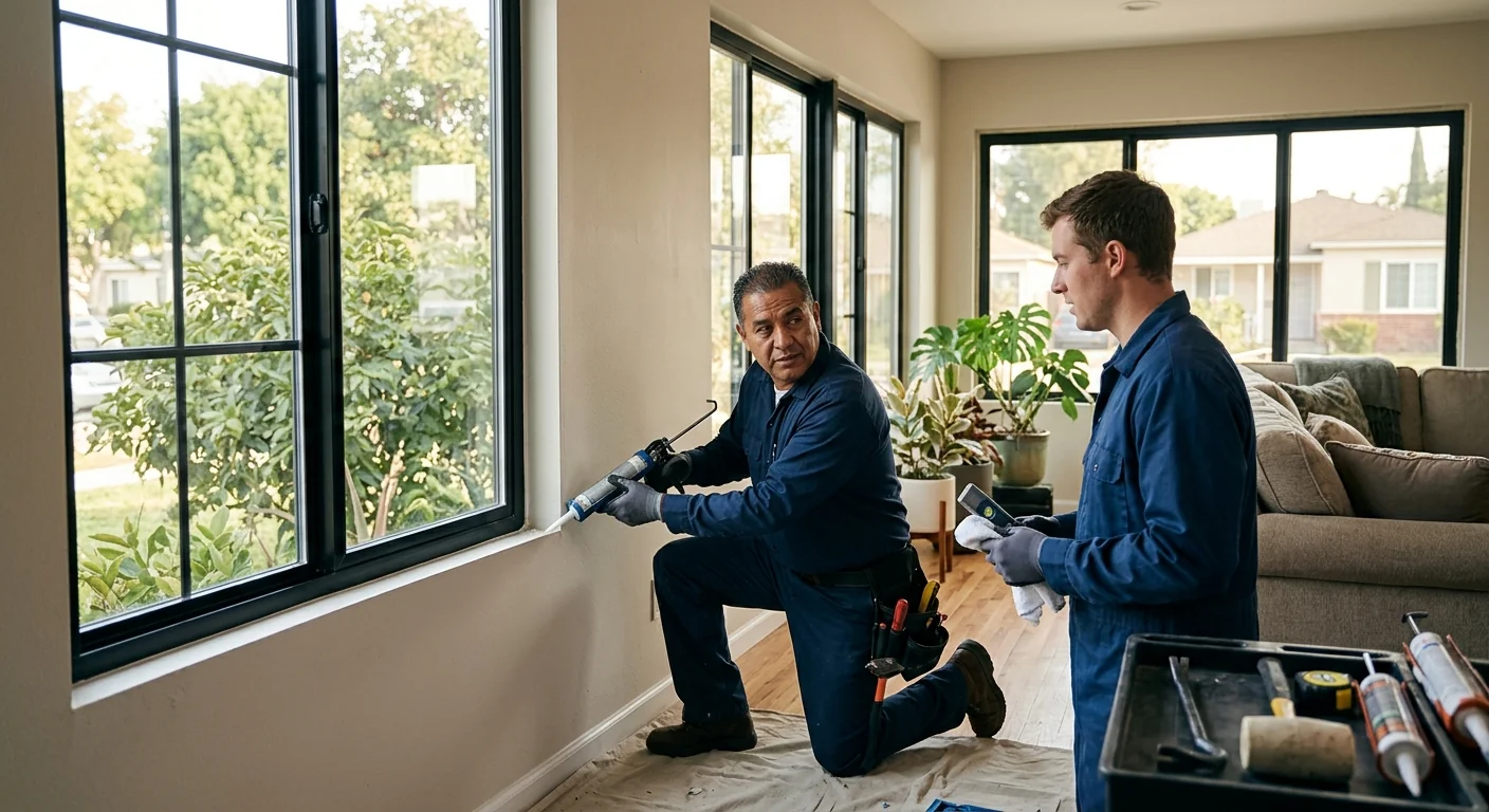 Finished insulated windows brightening a living room near Whittier