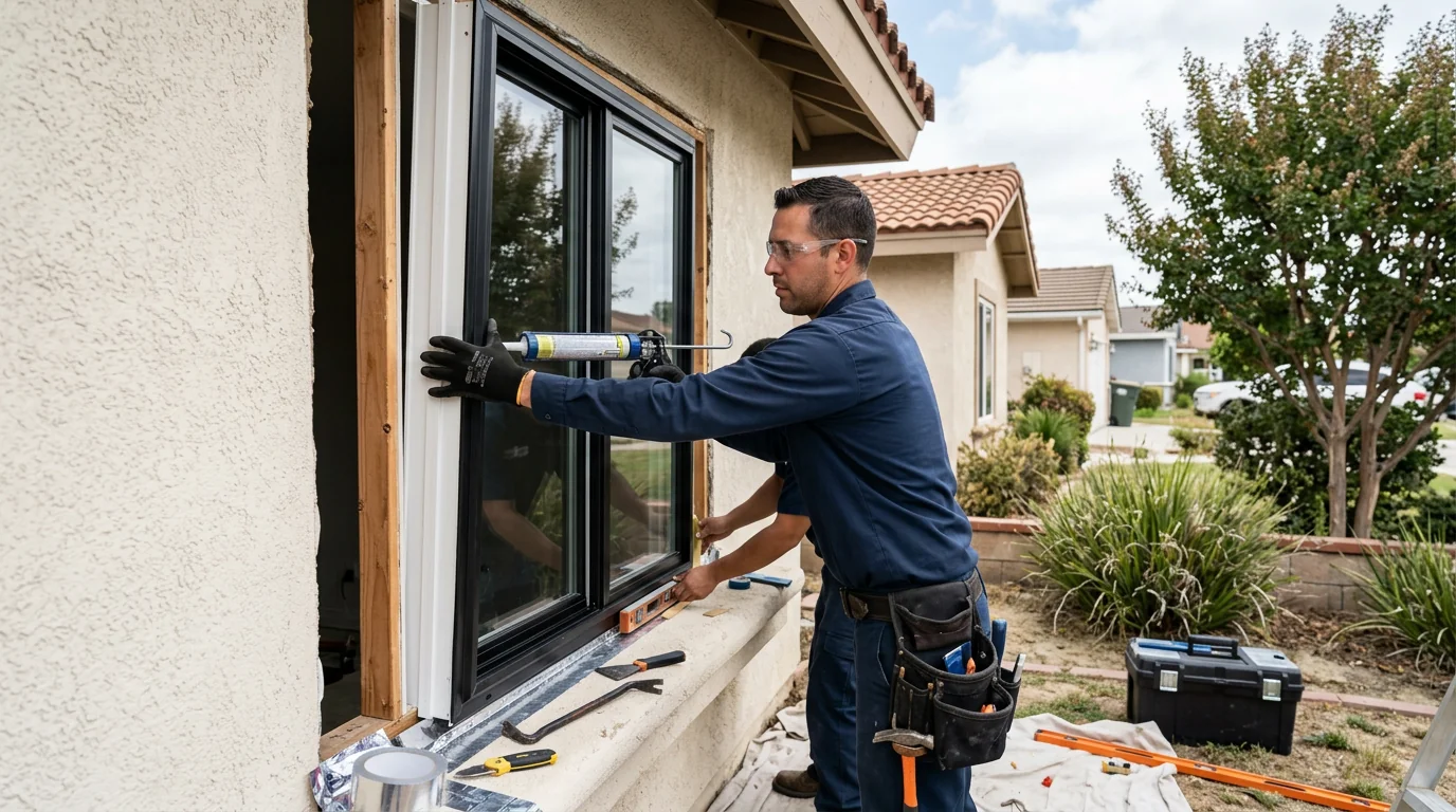Close-up of insulated Low-E glass window unit