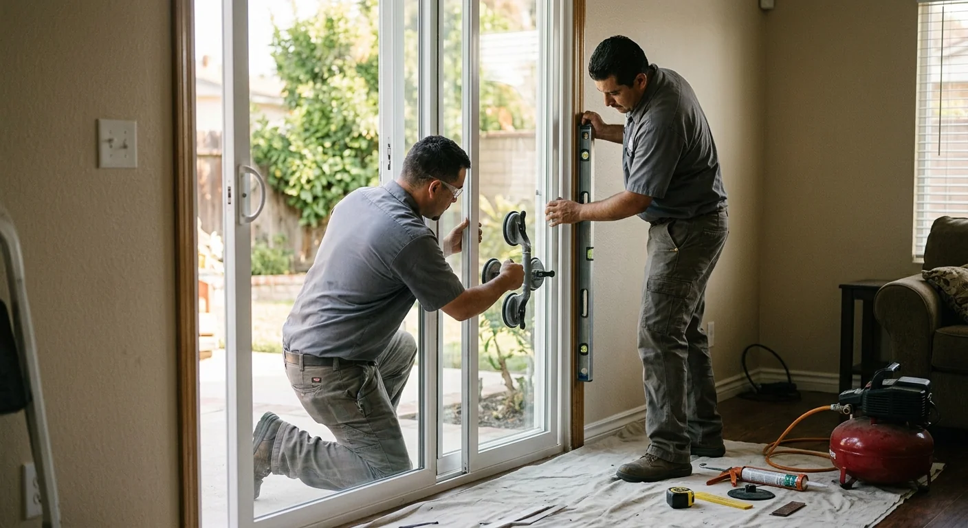 Dual-pane sliding patio door installed in a Whittier living room