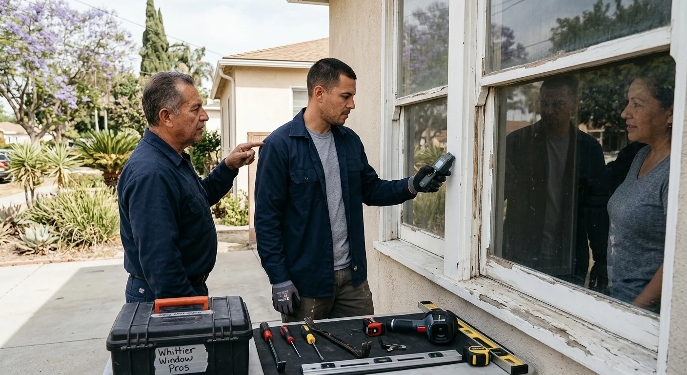 Worn sliding door track and rollers needing replacement in Whittier
