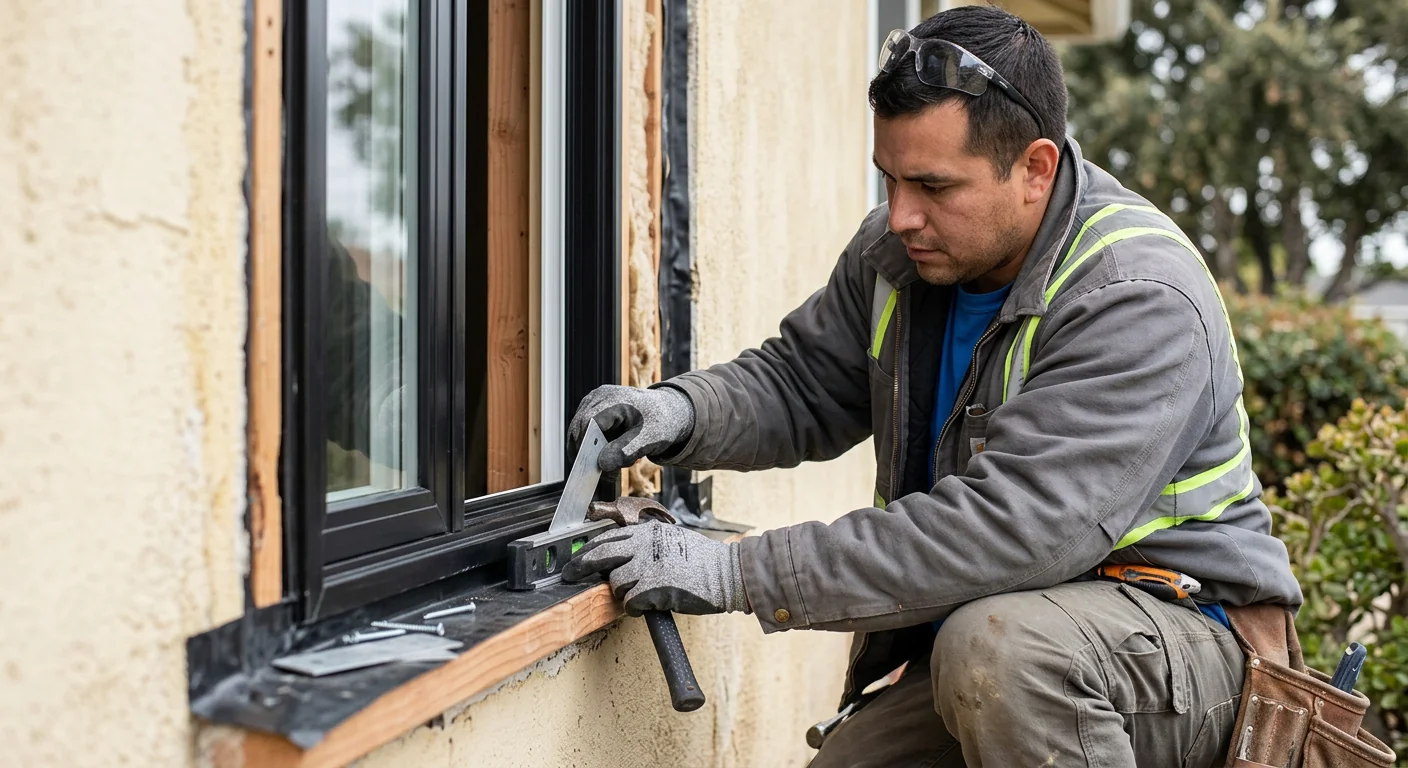 Foggy insulated glass on an aging patio door in a Whittier home