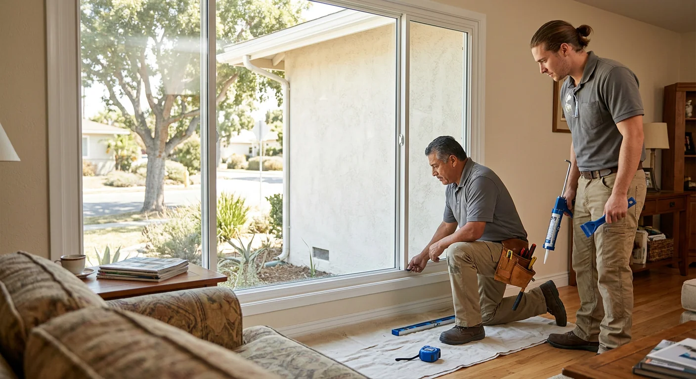 Finished clear glass window in a bright Whittier living room