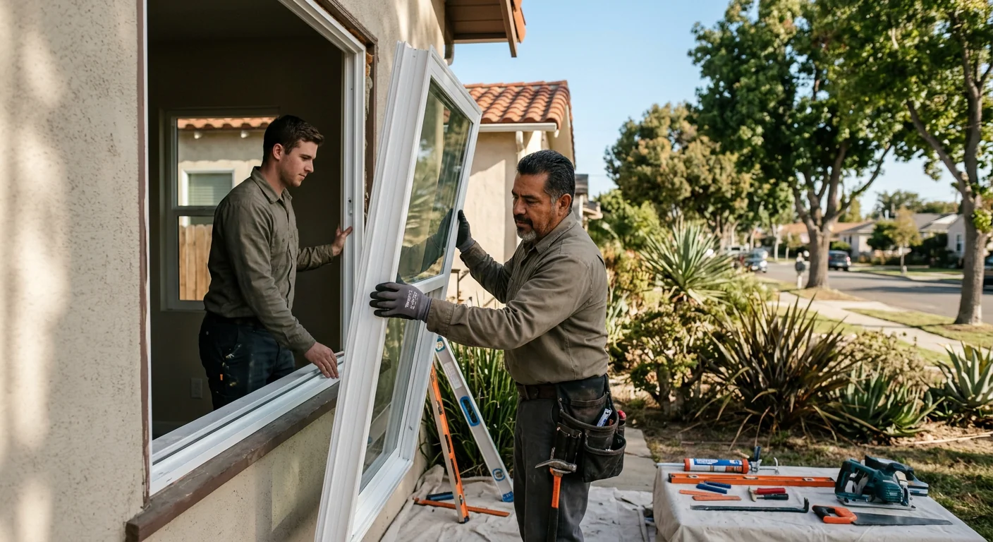 Trained technician sealing a dual-pane glass unit in a Whittier window